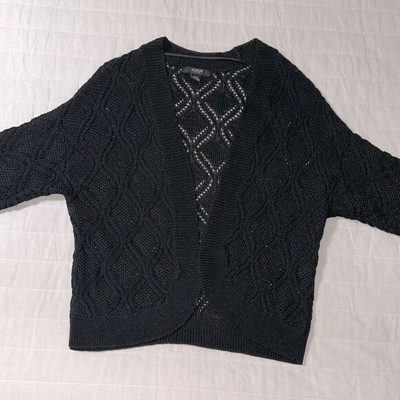 ALFANI PM Cable Eyelet Knit Cropped Quarter Sleeve Open Front Cardigan - Picture 11 of 11